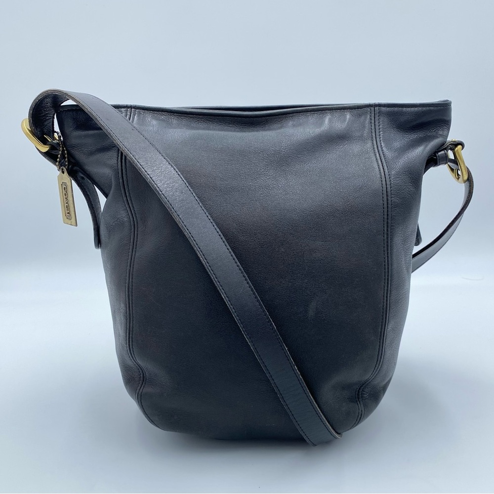 COACH Vintage 125 Black Monterey Soho Leather Brass Duffle Hobo Shoulder Bag 90s